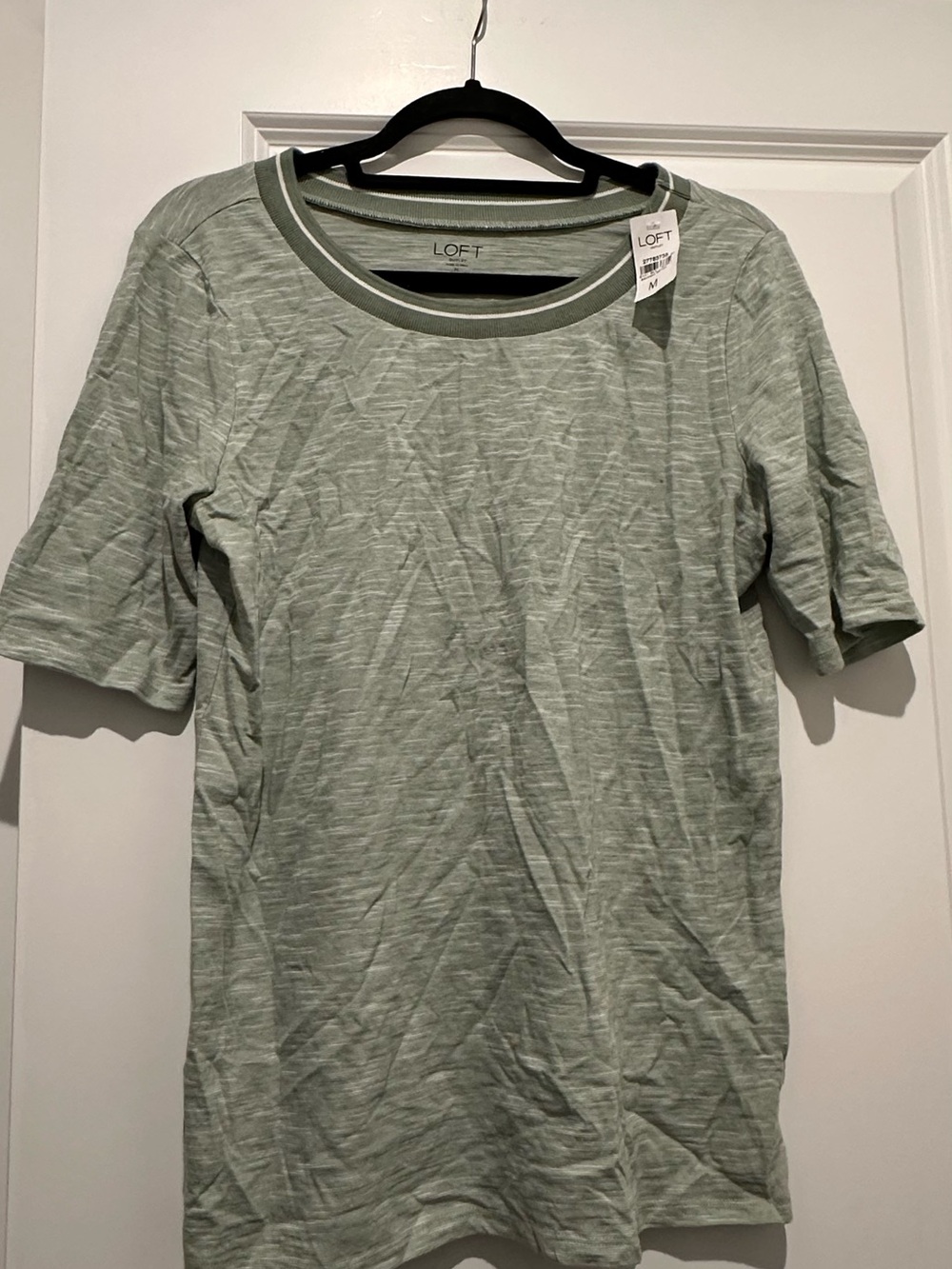 LOFT Women's Light Green Short Sleeve Crewneck Shirt